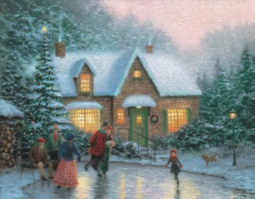 スケーターポンドTKクリスマス Oil Paintings